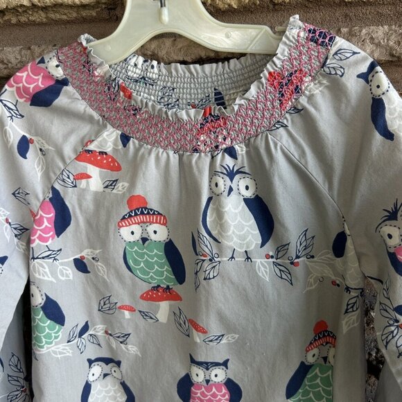 Mini Boden Girls Owl Dress Smocked Yoke Size 5-6X - Picture 6 of 7